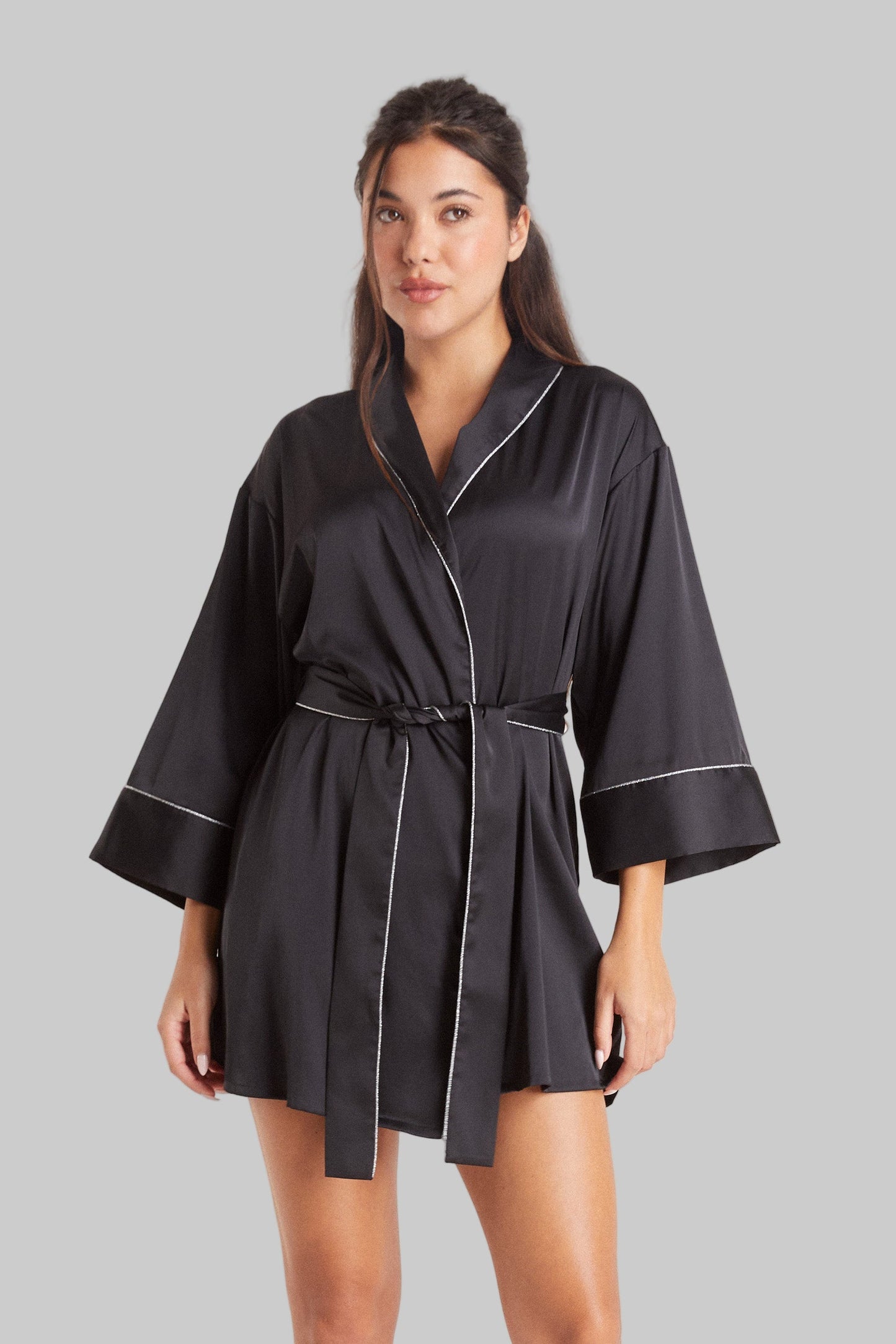 SparkleGlam Satin Robe | Luxurious Morning Feel
