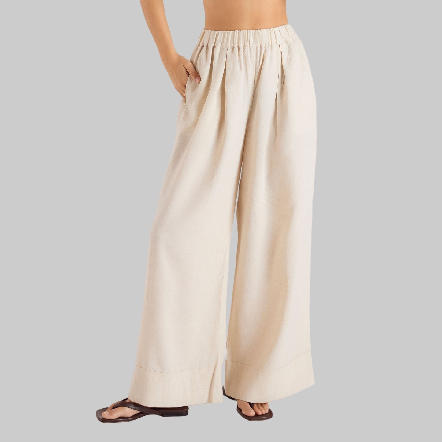 Linen Blend Trousers | Wide-Leg Elegant Fit