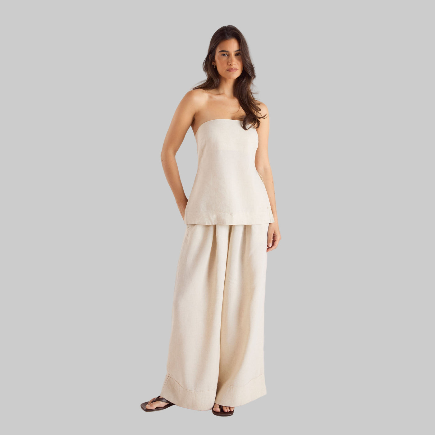 Linen Blend Trousers | Wide-Leg Elegant Fit