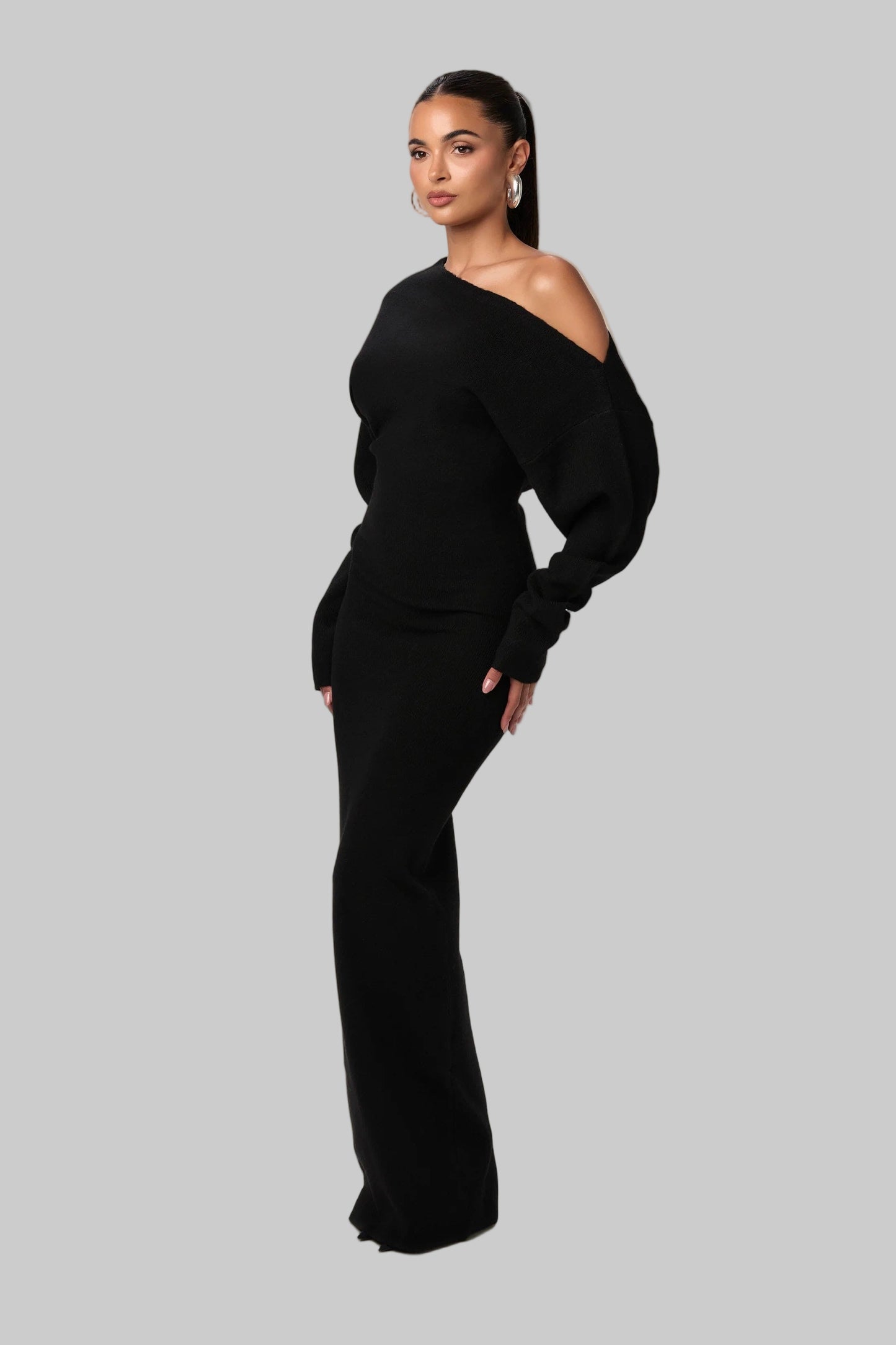 Serena Knit | Off-Shoulder Long Dress