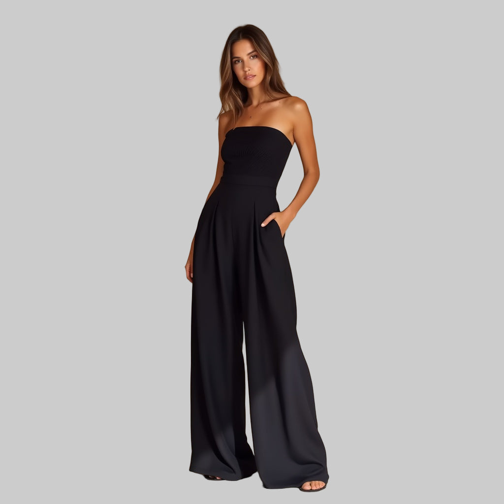 Elegant Ease | Wide-Leg Strapless Jumpsuit