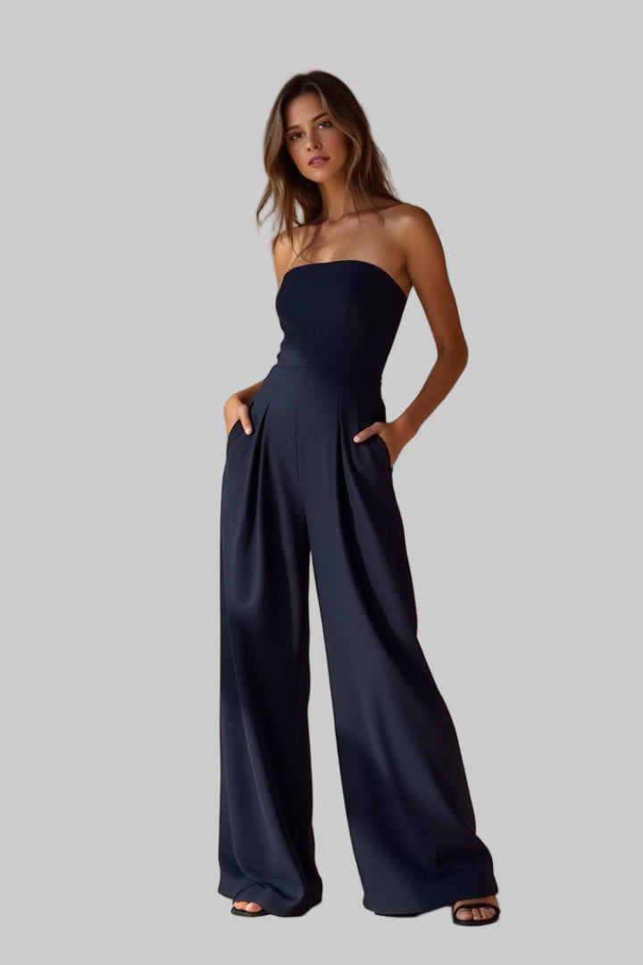 Elegant Ease | Wide-Leg Strapless Jumpsuit