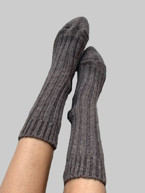 Alpaca Socks | Soft Warm Knit - Brown