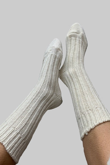 Alpaca Socks | Soft Warm Knit – White