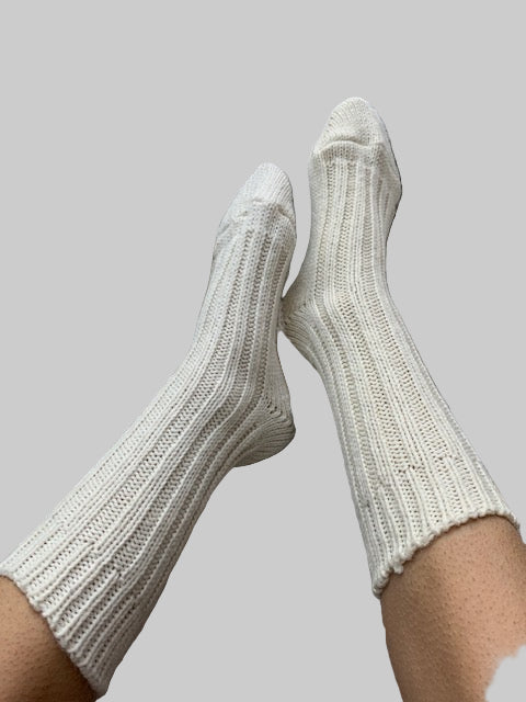 Alpaca Socks | Soft Warm Knit – White