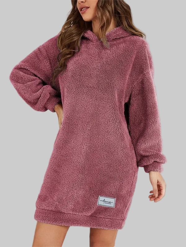 Teddy Sweater Dress | Soft Oversized Hoodie Design