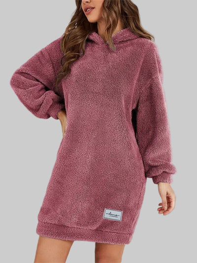 Teddy Sweater Dress | Soft Oversized Hoodie Design