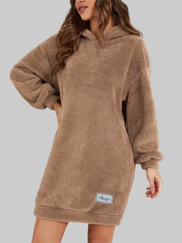 Teddy Sweater Dress | Soft Oversized Hoodie Design