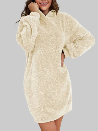 Teddy Sweater Dress | Soft Oversized Hoodie Design