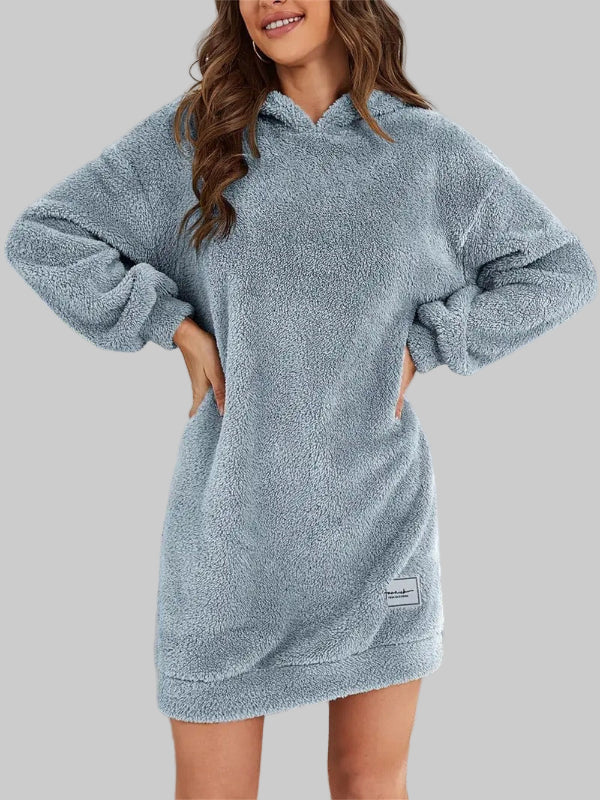 Teddy Sweater Dress | Soft Oversized Hoodie Design
