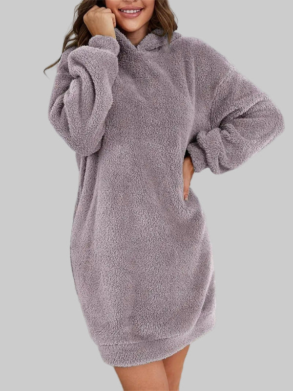 Teddy Sweater Dress | Soft Oversized Hoodie Design
