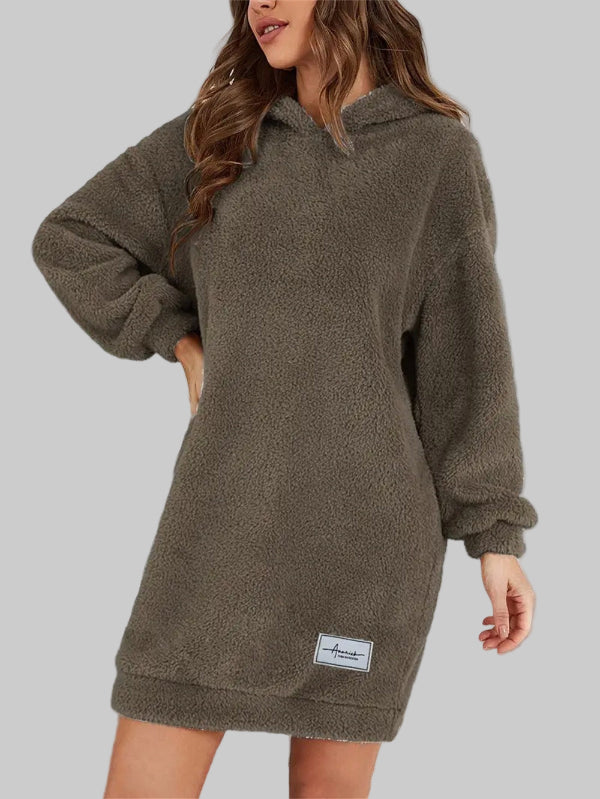 Teddy Sweater Dress | Soft Oversized Hoodie Design