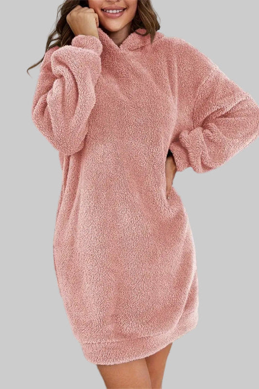 Teddy Sweater Dress | Soft Oversized Hoodie Design