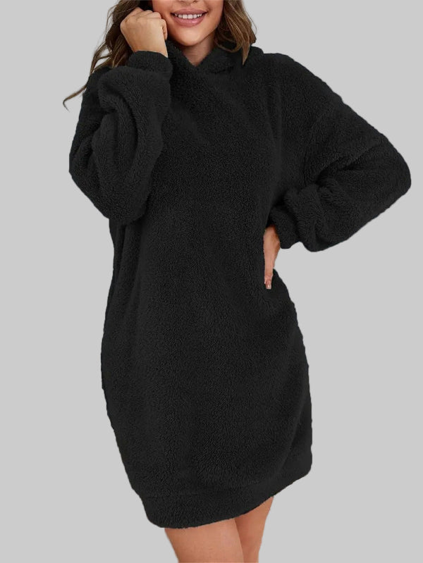 Teddy Sweater Dress | Soft Oversized Hoodie Design