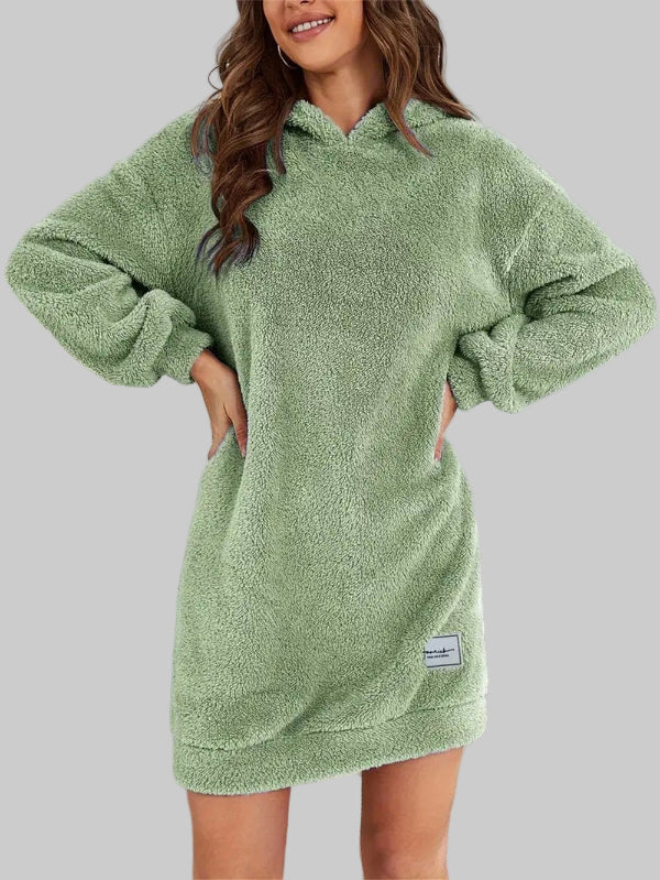 Teddy Sweater Dress | Soft Oversized Hoodie Design