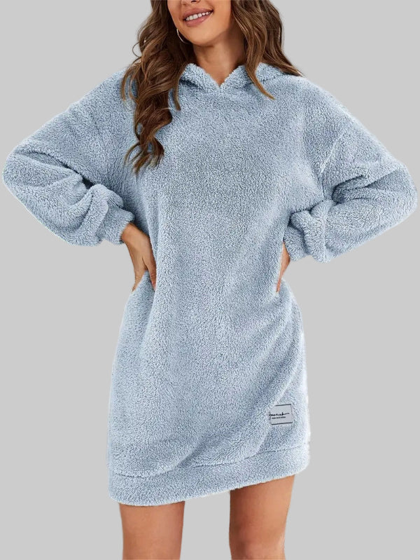 Teddy Sweater Dress | Soft Oversized Hoodie Design