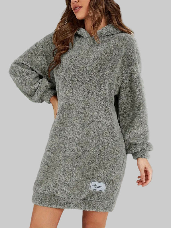 Teddy Sweater Dress | Soft Oversized Hoodie Design